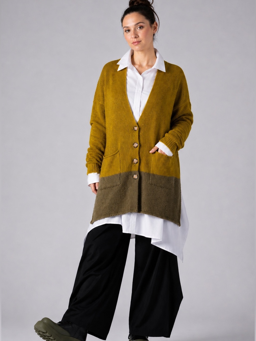 Alembika Mohair Blend Colorblock Cardigan M Lagenlook Oversized Artsy Knit